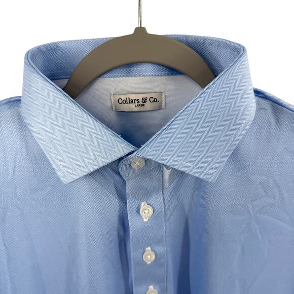 Collars & Co Other - Collars & Co Blue Herringbone Dress Collar Polo Size L